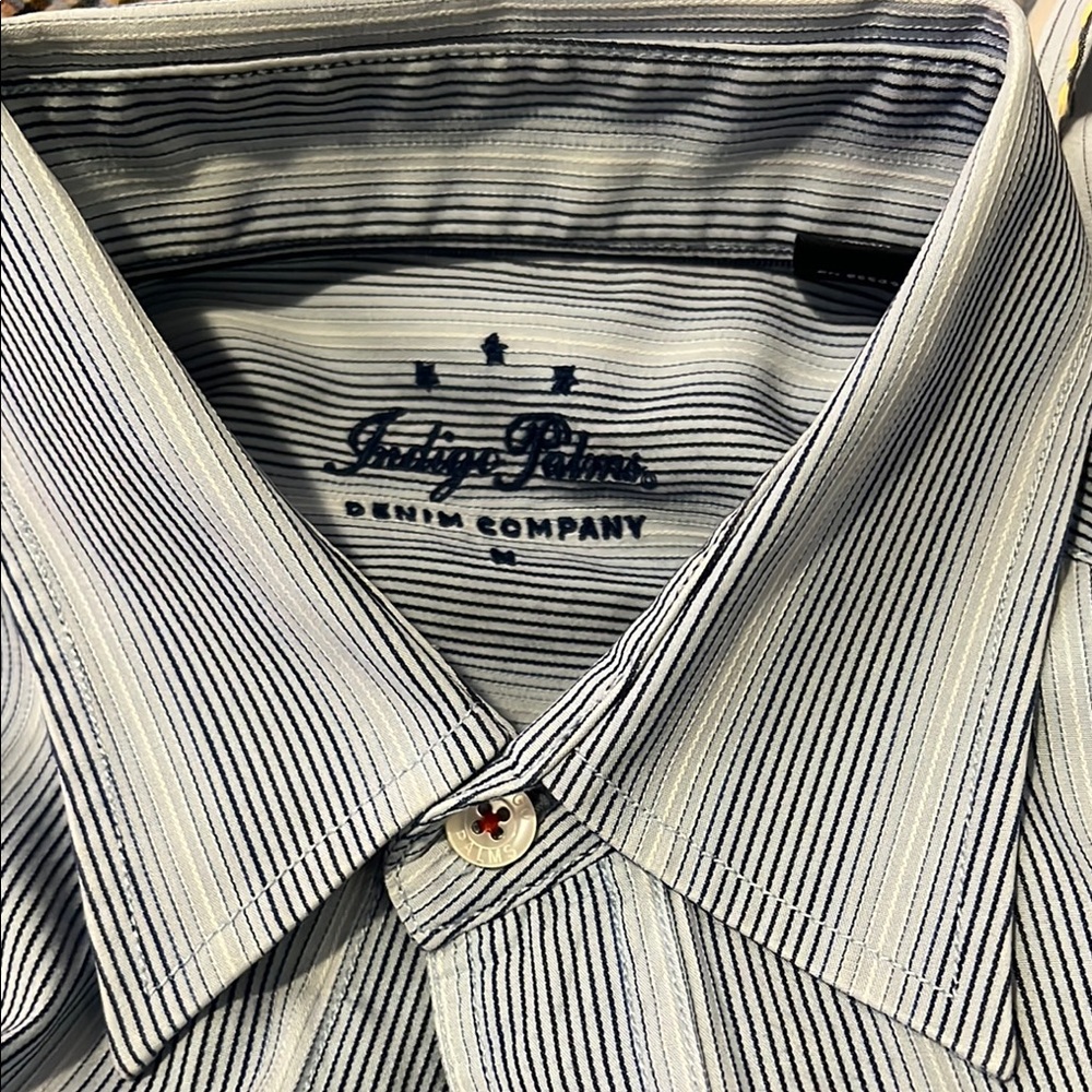 Indigo Palms Tommy Bahama Gray and Blue Casual Button Down Shirt